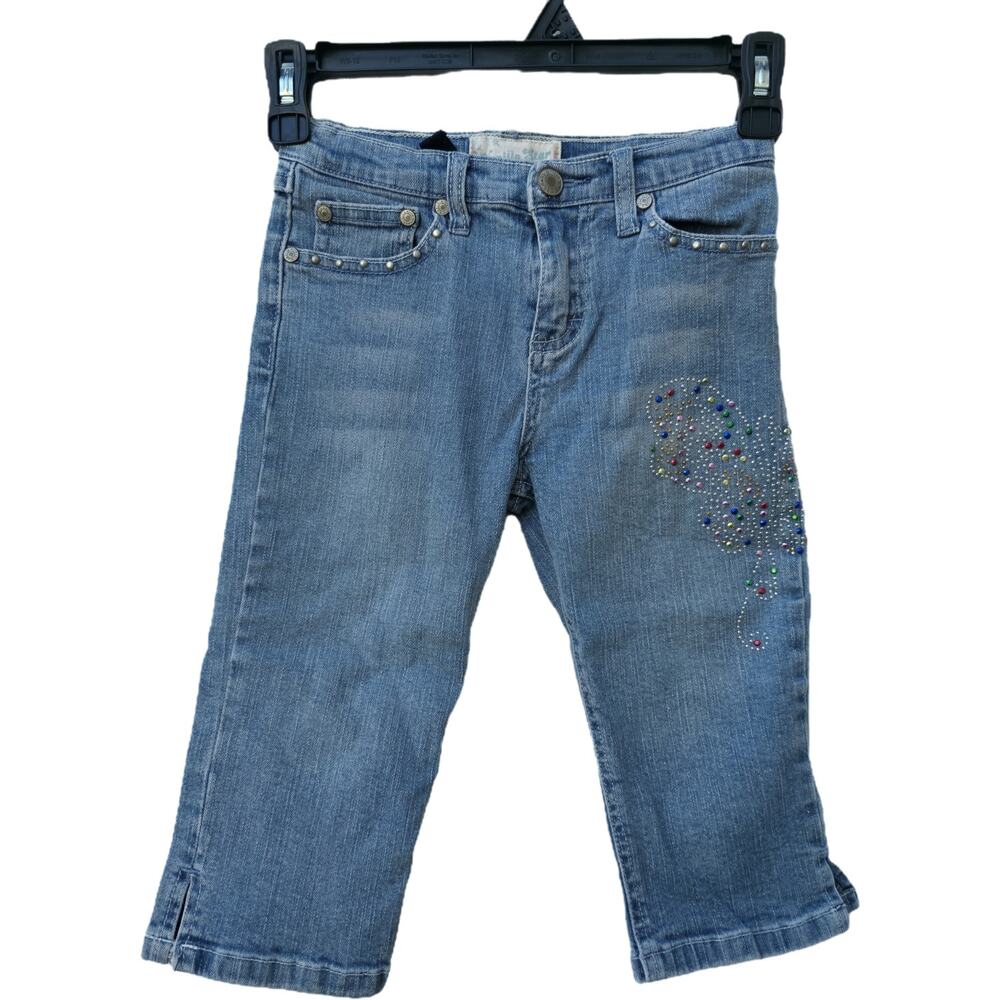 Vanilla Star Jeans Girls 6X  Butterfly Embellishment Y2k Denim Rhinestone